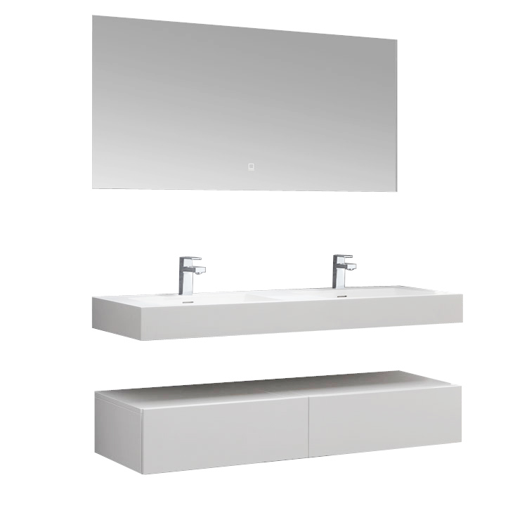 StoneArt Ensemble de meubles de salle de bains LP4514 blanc 140x48cm