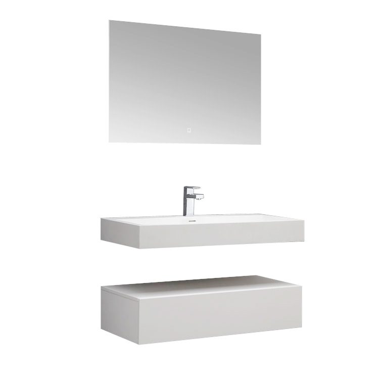 StoneArt Ensemble de meubles de salle de bains LP4510 blanc 100x48cm