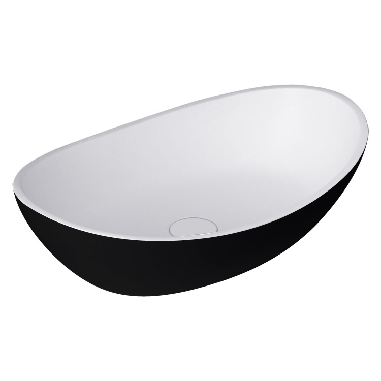 StoneArt Vasque LC149 (fonte minérale) noir-blanc 56x35cm mat