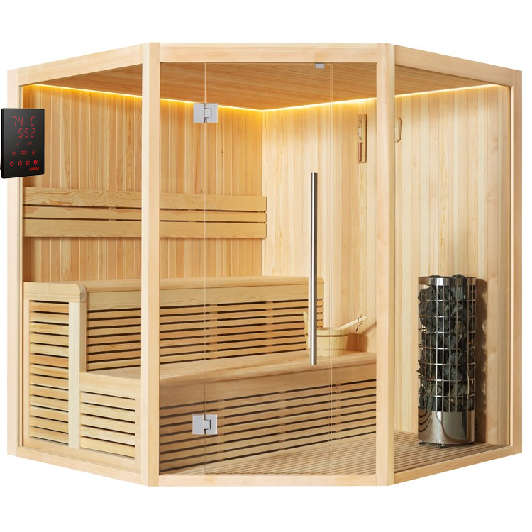 AWT Sauna E1801XL Bois de pin 200x200 9kW Cilindro