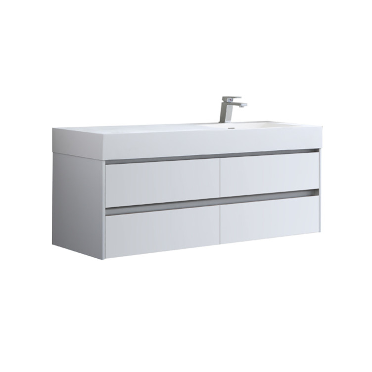 StoneArt Meuble de salle de bains Milan ML-1400 blanc mat 140x48 droi
