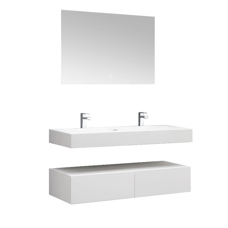 StoneArt Ensemble de meubles de salle de bains LP4512-1 blanc 120x48c