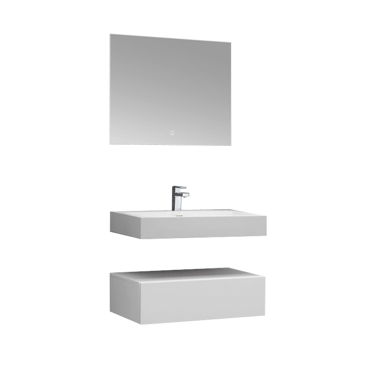 StoneArt Ensemble de meubles de salle de bains LP4508 blanc 80x48cm m
