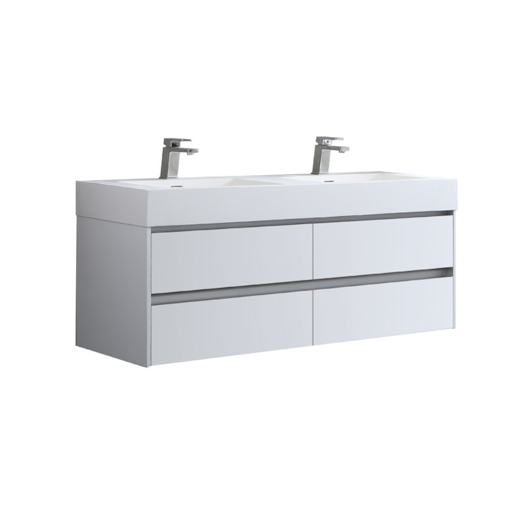 StoneArt Meuble de salle de bains Milan ML-1400 blanc mat 140x48