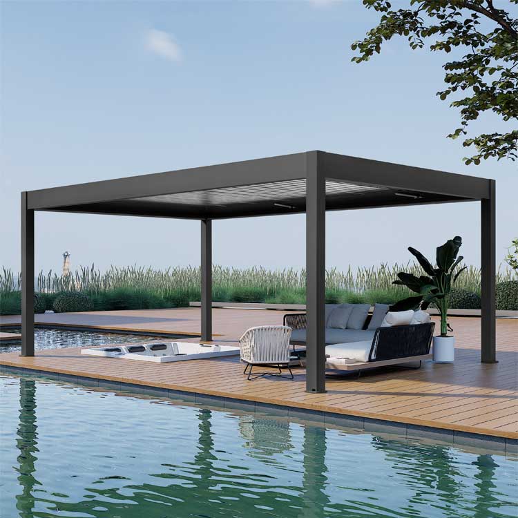 AWT Pergola P8-4B extrême noir-blanc 4x6m électrique