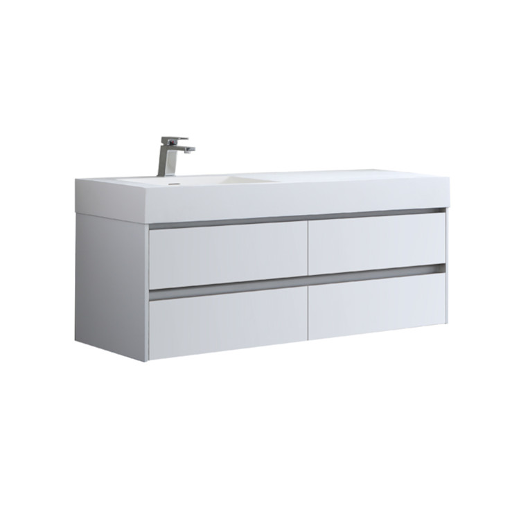 StoneArt Meuble de salle de bains Milan ML-1400 blanc brillant 140x48